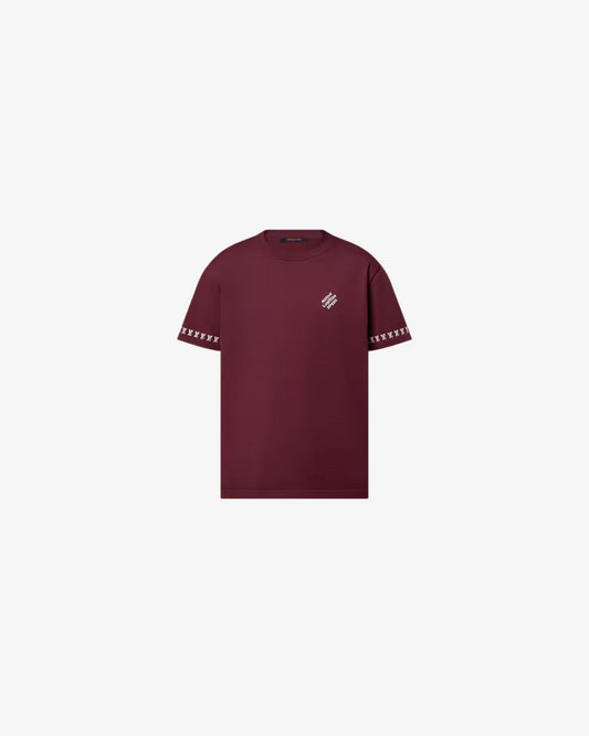 Louis Vuitton Signature Short-Sleeved Cotton Crewneck Burgundy Top