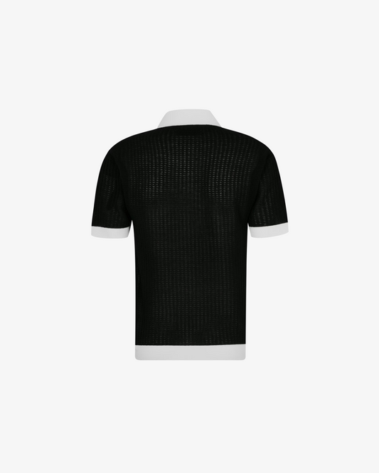 AMIRI Waffle Stitch Polo in Black