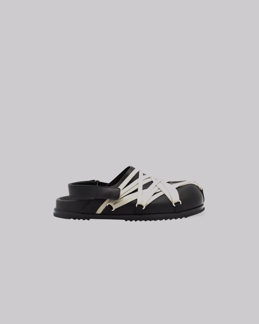 Rick Owens Leather Strap Crisscross Sandals.