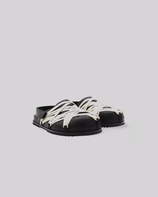Rick Owens Leather Strap Crisscross Sandals.
