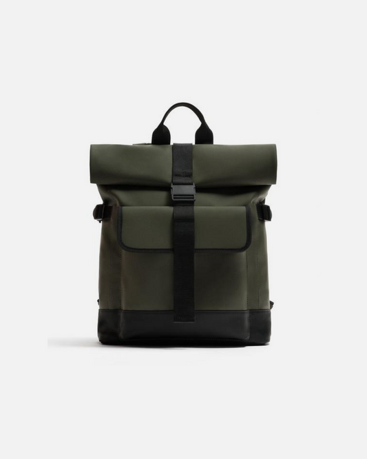 ZARA RUBBERIZED FLAP 'KHAKI GREEN' BACKPACK