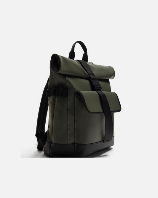 ZARA RUBBERIZED FLAP 'KHAKI GREEN' BACKPACK