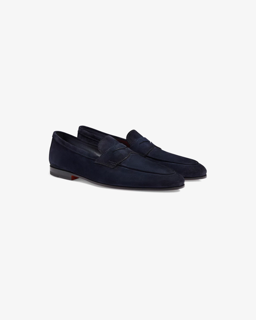 Santoni Suede Loafers in Blue Leather