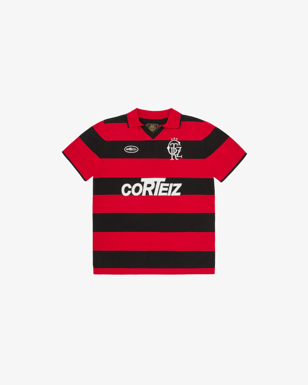 Corteiz Stripe Polo Shirt in Red and Black