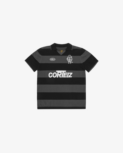 Corteiz Stripe Polo Shirt in Red and Black
