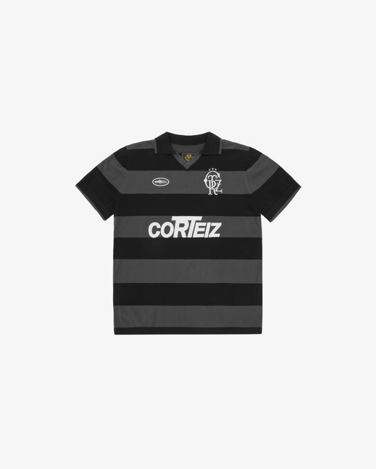 Corteiz Stripe Polo Shirt in Red and Black