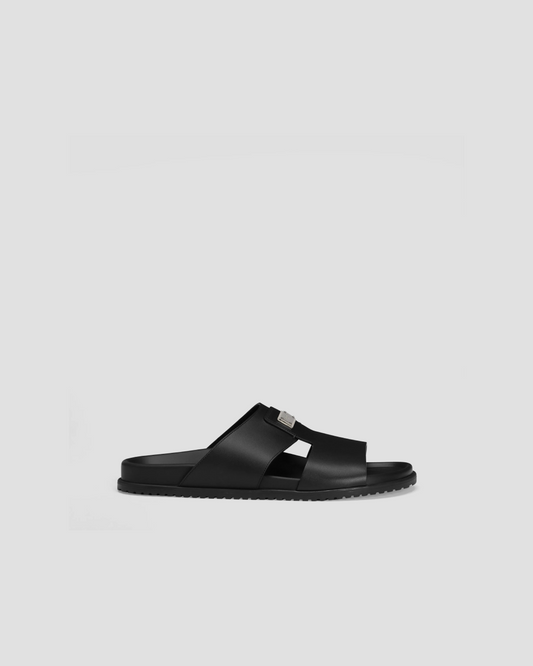 Dolce and Gabbana Calfskin Sandal In Black