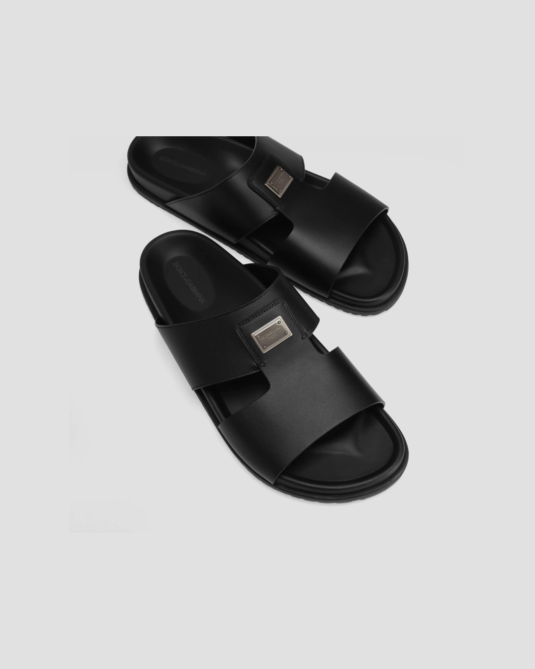 Dolce and Gabbana Calfskin Sandal In Black