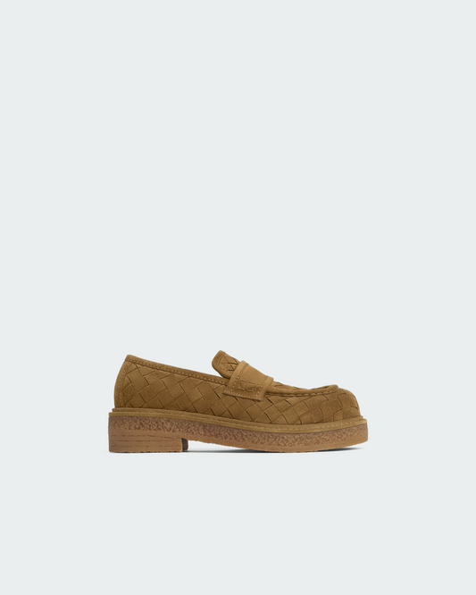 Bottega Veneta Haddock Loafer in Intrecciato Rugged Suede