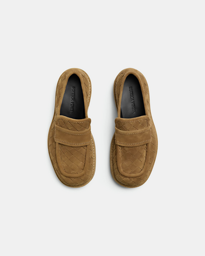 Bottega Veneta Haddock Loafer in Intrecciato Rugged Suede