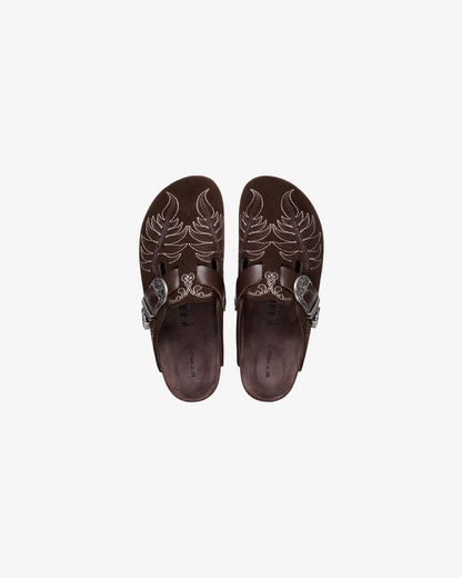 Etro x Birkenstock Boston Embroidered 'Brown' Suede Clogs