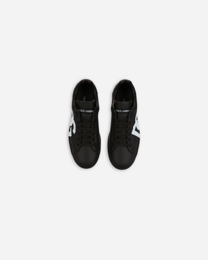 D&G Calfskin Portofino 'Black/White' sneakers