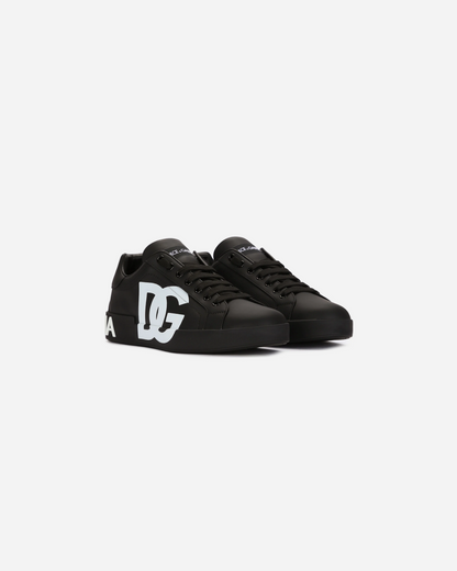 D&G Calfskin Portofino 'Black/White' sneakers