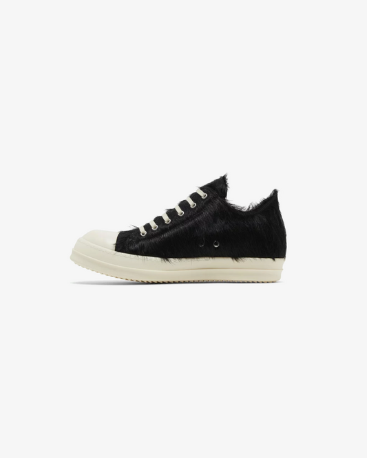 Rick Owens Strobe Low 'Black Cow Fur' Sneakers