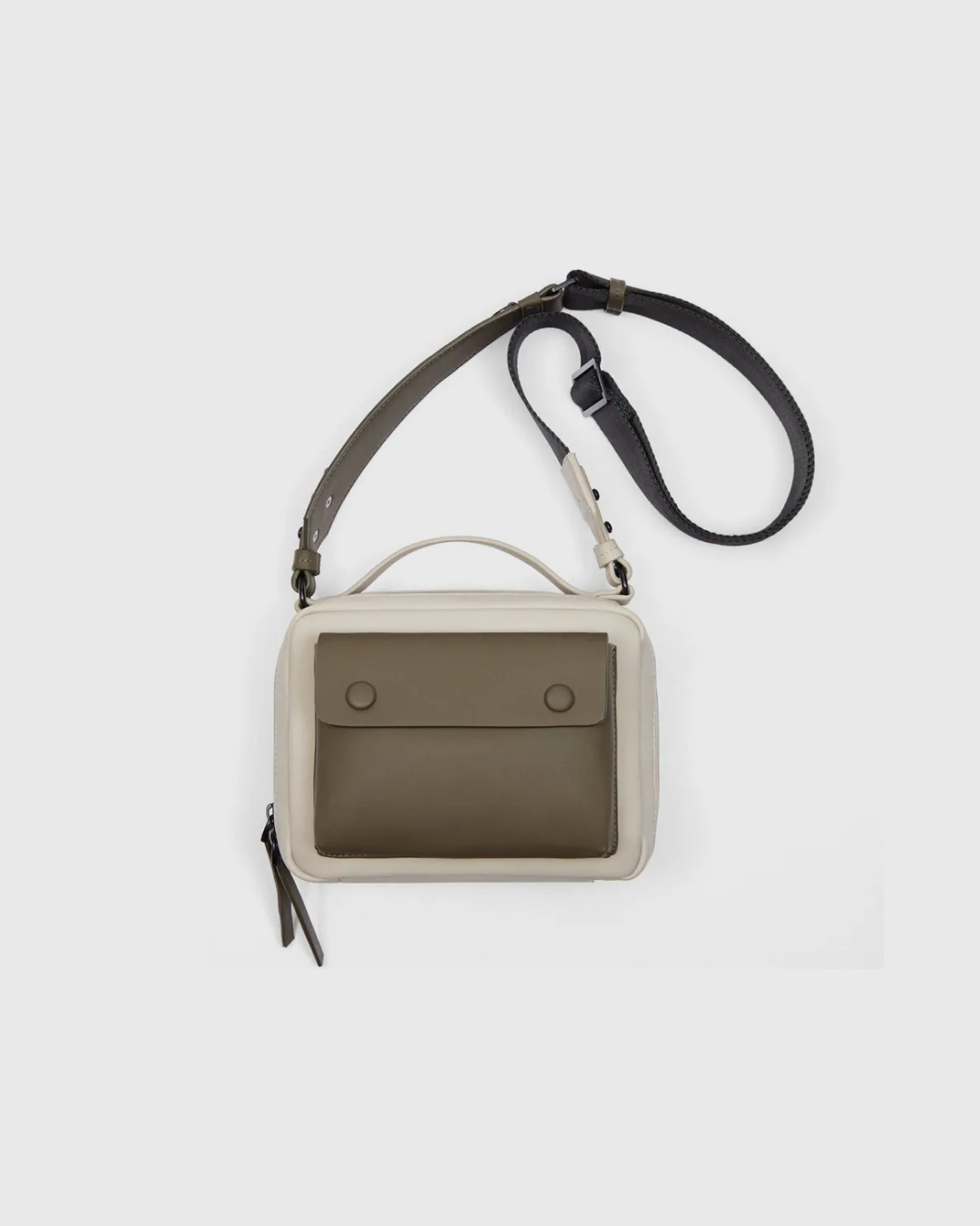 Zara Contrasting Cross Body Bag - Beiger/Olive