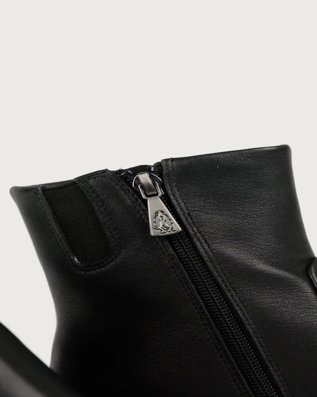 Heeled Leather Ankle Boot in Black