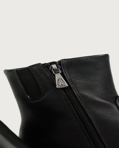 Heeled Leather Ankle Boot in Black