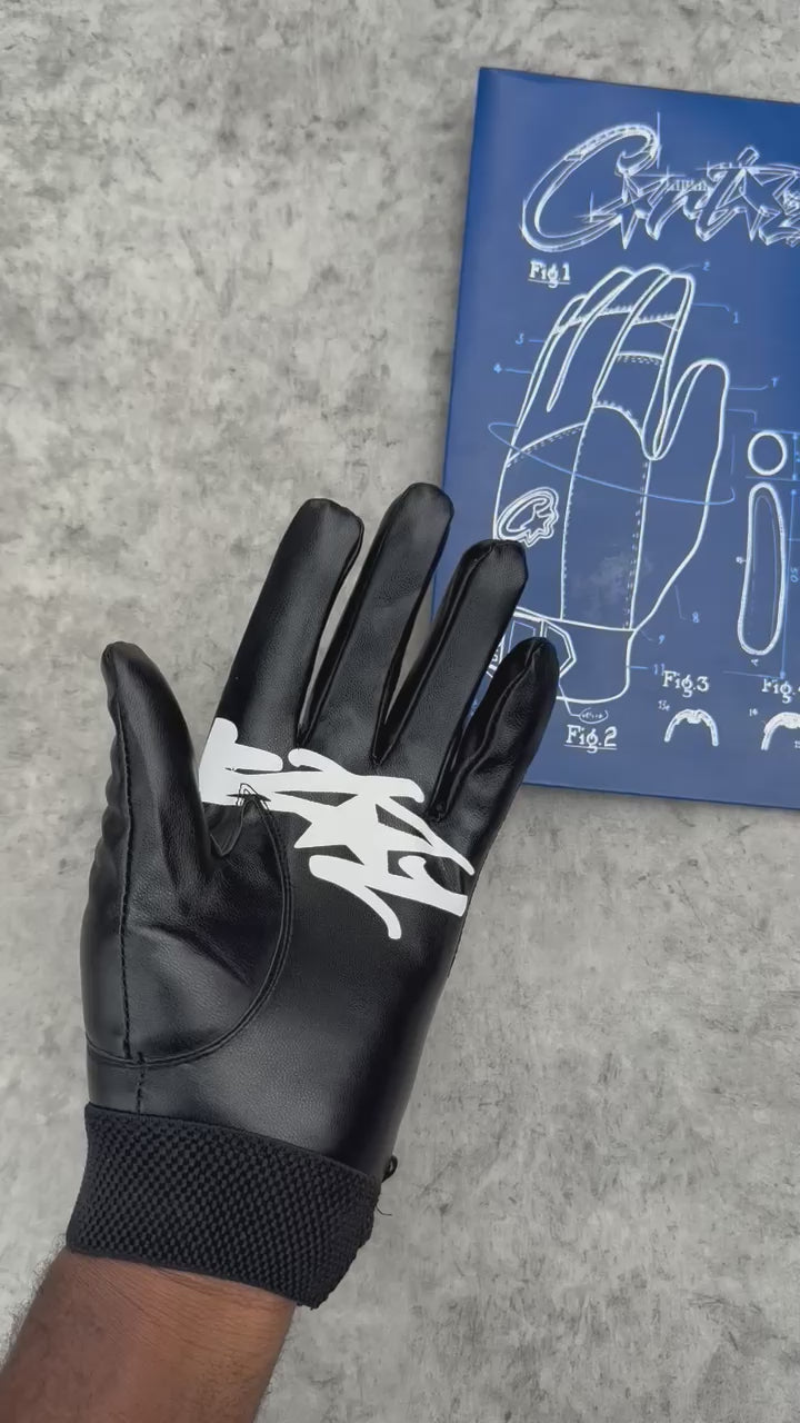 小物 corteiz glove Black Corteiz Leather Gloves - Black